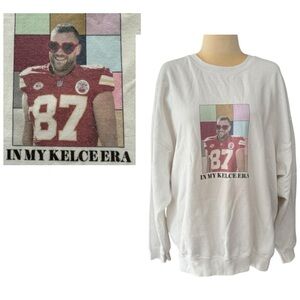Swiftie Travis Kelce “Era” White Graphic Sweatshirt Long Sleeve Size XL XXL